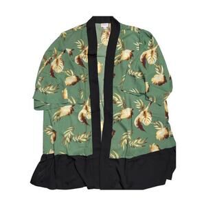 NWT LuLaRoe Aurora Kimono XL Green Tropical Floral Print Open Front Lightweight